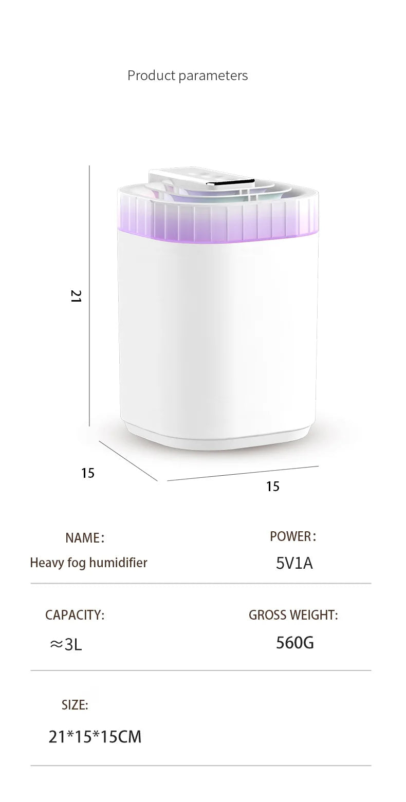 3L Ultrasonic Cool Mist Humidifier